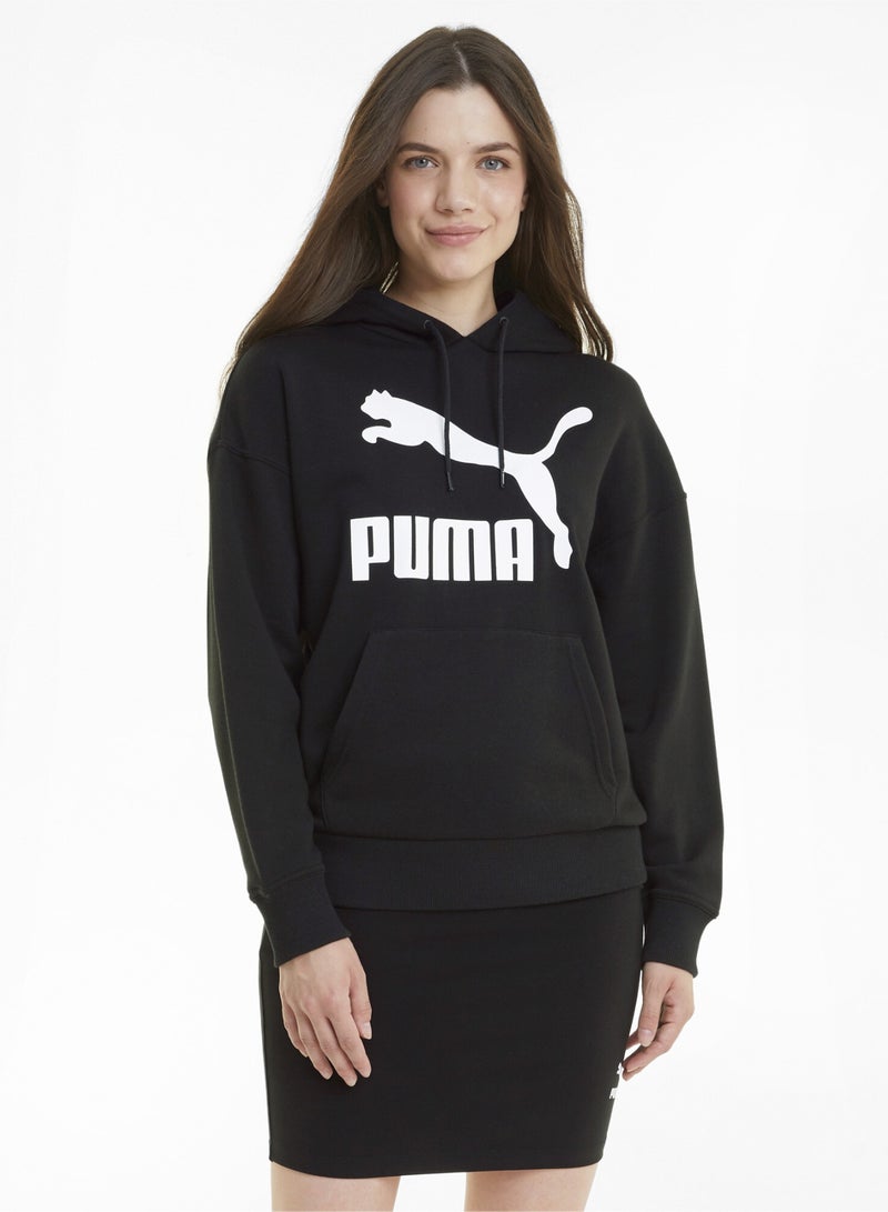PUMA Classics Logo Womens Black Hoodie - Image 1